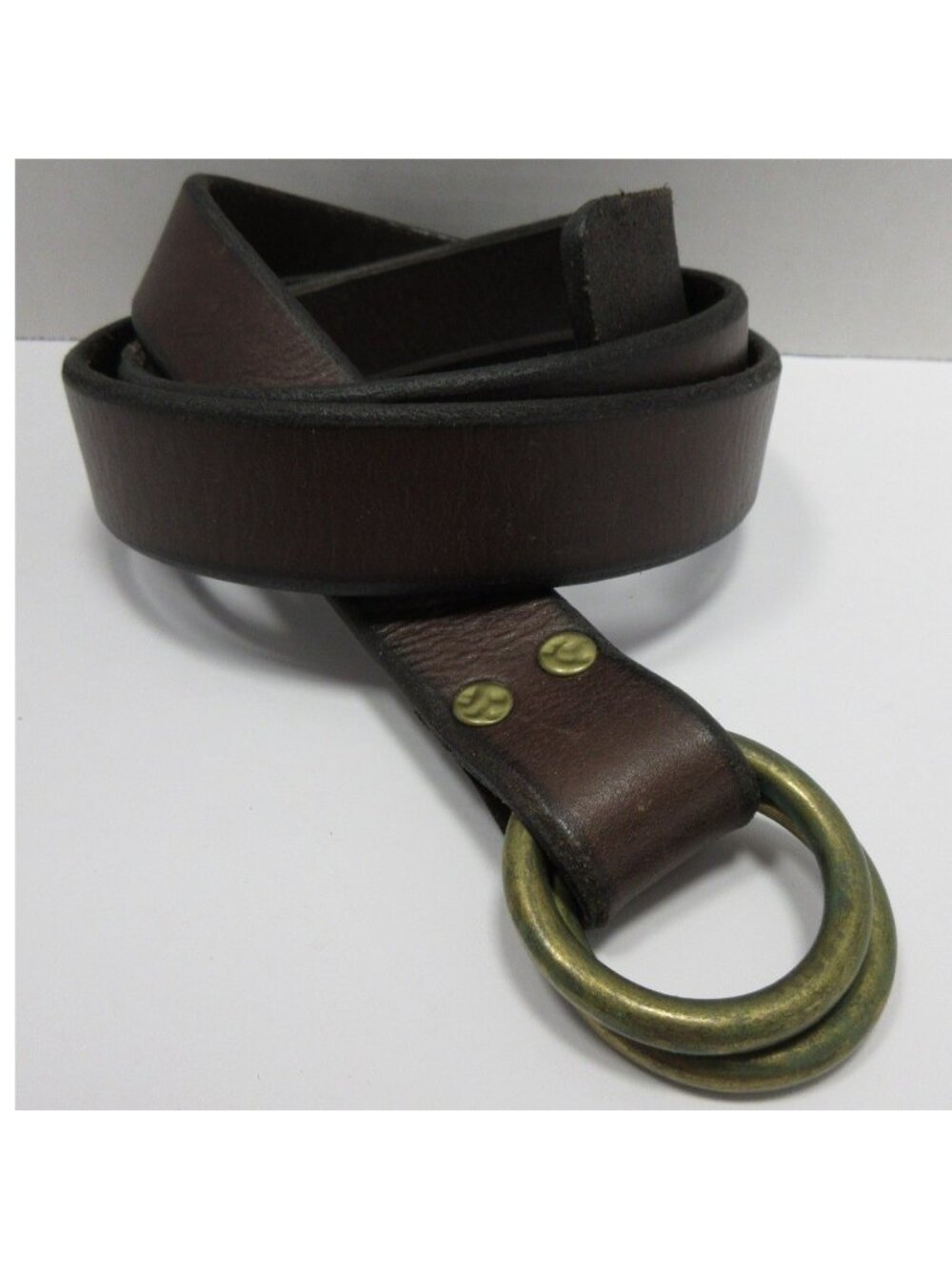 VINTAGE Polo Ralph Lauren Belt XL Leather Double O Ring Brass Buckle